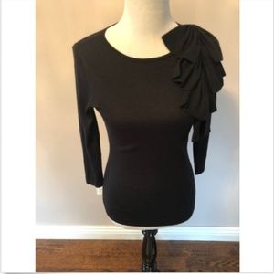 Saks Fifth Avenue Black Sweater Bow Detail SZ M